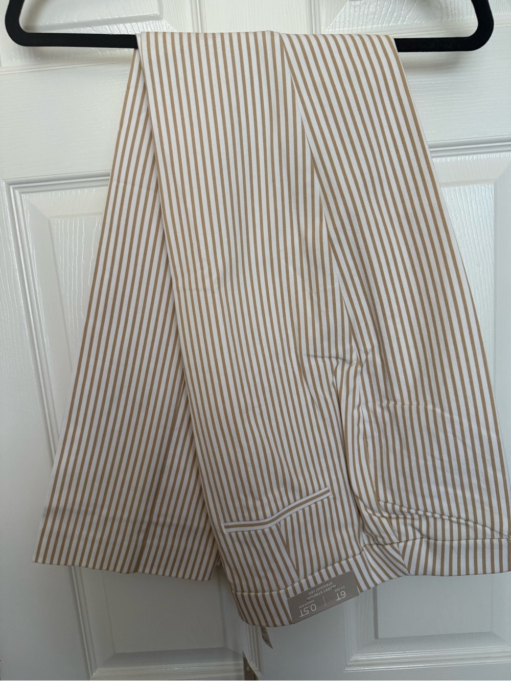 Chico's Beige and White Striped Dress Pants